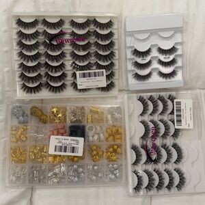 Set of lashes and accessories for hair. New, unused. Lashes are too big for me